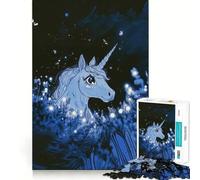Unicorn in Moonlight Jigsaw Puzzles 1000 Pieces Focus Boost Fun Laser Cut for Flawless Fit Bonding Activity for Loved Ones (38x52cm)