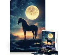Unicorn In Moonlight Jigsaw Puzzles for Teenagers 1000 Piece Logic Ability Slow Leisure Crisp Edges Festive Present (38x26cm)