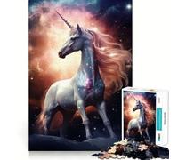 Unicorn In Nebula 1000-piece Jigsaw Puzzles Brain Focus Game Expert Cutting Craftsmanship Fascinating Hobby for Idle Moments (38x26cm)