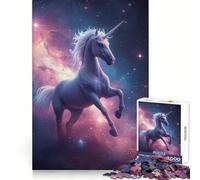 Unicorn in Space Nebula Jigsaw 1000 Pieces for Teenagers Mind Clarity Soft Distraction Perfect Lock Xmas Present (50x75cm)