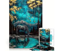 Unicorn in Teal And Gold Landscape Jigsaws for Adults1000 Pieces Brain Memory Game Fine Cut Premium Finishing Engaging Way to Pass Free Hours (50x75cm)