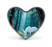 Unicorn in the Ancient Fashion Brooch Pin - Two Phoenixes in Winter 1 Inch Cute Enamel Heart Badges, Metal Lapel Pins for Men & Women, Decorative Metal Pinback for Hats, Shirts, Bags, Jackets & Acce