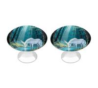 Unicorn in The Ancient Forest Cabinet Knobs, 2-Pack Silver Stainless Steel Drawer Pulls with Screws, Elegant Hardware for Dressers, Kitchen,Cabinets & Desks