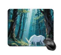 Unicorn in The Ancient Forest Mouse Pad Square Laptop Mouse Mat Cute Computer Mousepad Keyboard Pad Non-Slip Desk Pads for Gaming Office Work Home 20 * 25cm