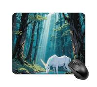 Unicorn in The Ancient Forest Mouse Pad Square Laptop Mouse Mat Cute Computer Mousepad Keyboard Pad Non-Slip Desk Pads for Gaming Office Work Home 25 * 30cm