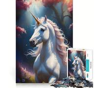 Unicorn in The Forest Jigsaw Puzzle 1000 Pieces Cognitive Fun Play High Precision Die Cut Unique Gift for Stress Relief (38x52cm)