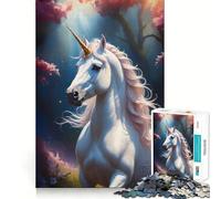 Unicorn in The Forest Jigsaw Puzzle 1000 Pieces Focus Building Toy Firm Fit Secure Assembly Holiday Indoor Entertainment Toy (50x75cm)
