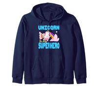 Unicorn Is My Superhero Cute Fantasy Rainbow Humor Zip Hoodie