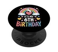 Unicorn It's My 6th Birthday Magical Rainbow Girl PopSockets Adhesive PopGrip