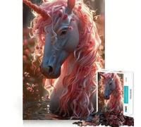 Unicorn Jigsaw for Teenagers 1000 Pieces Mind Boost Fun Clean Cut Sturdy Components Heartwarming Gathering Activity (38x26cm)