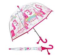 Unicorn Kids Bubble Umbrella-Clear Dome Umbrella with Safety Opening-Lightweight Stick Umbrella for Girls,Pink