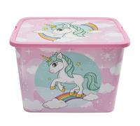 Unicorn Kids Storage Boxes 23L - Officially Licensed, BPA-Free Plastic, Lightweight, Durable with Click Lock Lid - Toy Storage Box for Girls Boys - Keeps Kids Rooms Tidy, 39 x 29 x 27cm (Large)