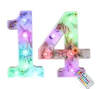 Unicorn LED Light Up Numbers, 18 Color Changing Number Lights 14th Birthday Decorations, Unicorn Gifts for Girls Birthday Party Anniversary Remote Night Light Christmas Wall Table Decor - Number 14
