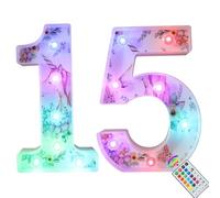 Unicorn LED Light Up Numbers, 18 Color Changing Number Lights 15th Birthday Decorations, Unicorn Gifts for Girls Birthday Party Anniversary Remote Night Light Christmas Wall Table Decor - Number 15