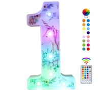 Unicorn LED Light Up Numbers, 18 Color Changing Number Lights 1st Birthday Decorations, Unicorn Gifts for 1 Year Old Girls Birthday Party Anniversary Remote Night Light Wall Table Decor - Number 1