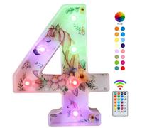 Unicorn LED Light Up Numbers, 18 Color Changing Number Lights 4th Birthday Decorations, Unicorn Gifts for 4 Year Old Girls Birthday Party Anniversary Remote Night Light Wall Table Decor - Number 4