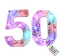 Unicorn LED Light Up Numbers, 18 Color Changing Number Lights 50th Birthday Decorations, Unicorn Gifts for Women Birthday Party Anniversary Remote Night Light Christmas Wall Table Decor - Number 50