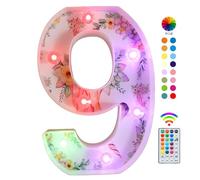 Unicorn LED Light Up Numbers, 18 Color Changing Number Lights 9th Birthday Decorations, Unicorn Gifts for 9 Year Old Girls Birthday Party Anniversary Remote Night Light Wall Table Decor - Number 9