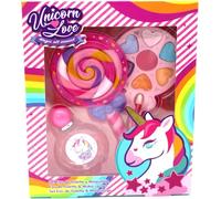 Unicorn Lollipop Shaped Kids Make-Up Set - Includes Natural EDT Perfume Spray (50ml), Eye Shadows, Blusher, Lip Gloss & Applicator - Safe & Fun Beauty Kit for Girls - Best Gift for Any Occasion