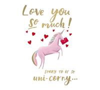 Unicorn Love You So Much Uni-Corny Valentine Card - Beautiful Design Made in UK