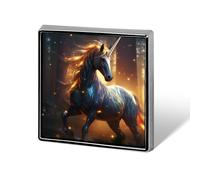 Unicorn Magic Design Square Badge Metal Lapel Pins Brooches for Clothing Decoration