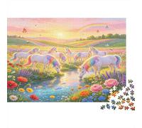 Unicorn Meadow 1000 Piece Jigsaw Puzzle Paper for Adults Fantasy Pastoral Scene Puzzle Game for Family Relaxation Focus Home Decor Gift 70x50cm/1000pcs