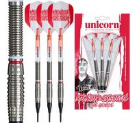 Unicorn | Mensur Suljović | 80% Tungsten Torpedo Barrels with Austrian Red & White Rings | Soft Tip Darts Set | The Gentle | Durable Stunning Ultrafly Big Wing Flights | Epic Points | 18 g