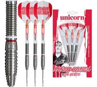 Unicorn | Mensur Suljović |95% Tungsten Barrels Torpedo Barrels with Red & White Rings | Steel Tip Darts Set | The Gentle | Durable Stunning Ultrafly Big Wing Flights | Silver Volute Points | 21 g