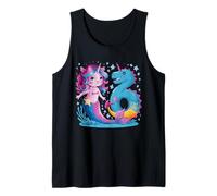 Unicorn Mermaid Dino 6 Year Old Party 6th Girthday Girls Tank Top