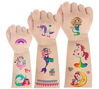 Unicorn Mermaid Temporary Tattoos for Kids 326 pcs Lovely Colorful Kids Tattoos, Waterproof Fake Tattoos Stickers for Children, Tattoos for Party Bag Fillers for Kids, Birthday Decoration, Gift Idea