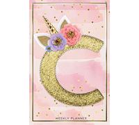 Unicorn Monogram Undated Weekly a5 Planner Letter C with pink and gold confetti, Vertical Planner week at a glance, Personalized planner for Moms, Women, Girls, Kids, and school: My Unicorn Planner