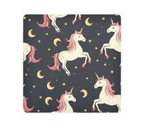 Unicorn Moon Black Camera Wrap Cloth, Squares Magic Self-Adhesive Cloth for Lens Camera Anti-Scratch Lens Protector Makeup Wrap Cloth Bag 13.8" x 13.8"