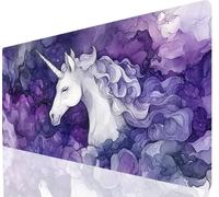 Unicorn Mouse Pad 600 x 300 mm Large Desk Mat Purple Mousepad Gaming With Waterproof Surface Non-Slip Rubber Base, Extended Mouse Mat With Stitched Edge, Gaming Mousepad for Office Accessories a-2762