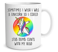 Unicorn Mug I Wish I was A Unicorn So I Could Stab C*NTS with My Head Cheer Me Up Gift Funny Mug Coffee Mug Cup Colleague Gift WSDMUG1272