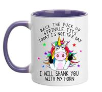 Unicorn Mug - Novelty - 11oz - 14 Styles - Gift for Friend - Back The Fuck Up Sprinkle Tits - Ceramic Coffee Cup (Purple)