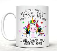Unicorn Mug - Novelty - 11oz - 14 Styles - Gift for Friend - Back The Fuck Up Sprinkle Tits - Ceramic Coffee Cup (White)
