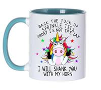 Unicorn Mug - Novelty - 11oz - 14 Styles - Gift for Friend - Back The Fuck Up Sprinkle Tits - Ceramic Coffee Cup (Turquoise)