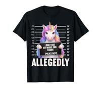 Unicorn Mugshot I Only Use My Magic for Chaos Allegedly T-Shirt