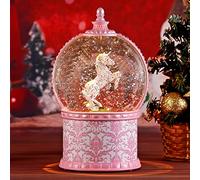 Unicorn Musical Snow Globe, 7.1 Inch Lighted Christmas Snow Globes with Swirling Glitter, Battery Operated & USB Powered Music Box Valentines Day Gifts for Girls, Women