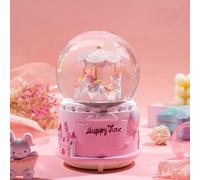 Unicorn Musical Snow Globe: Carousel Music Box with 7 Led Lights Swirling Glitter for Birthday Valentines