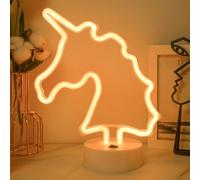 Unicorn Neon Light, Bedroom Night Light - Warm White LED Lights Signs Powered by Battery/USB with Base Table Decor Best Gift for Family Birthday Holiday Wedding Party Supplies