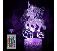 Unicorn Night Light for Kids, 7 Colors +16 Colors Changing Gradient with Remote Control Smart Touch Table Lamps, 3D Decor Lamp, 3D Illusion Led Lamp, Best Christmas Birthday Gift for Boy Kids Girls