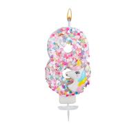 Unicorn Number Candle, Sequin Birthday Number Candle Unicorn Cake Topper Birthday Decorations for Girls Baby Shower Themed Celebrations (8)