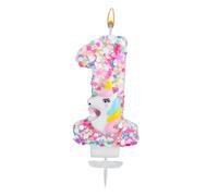 Unicorn Number Candle, Sequin Birthday Number Candle Unicorn Cake Topper Birthday Decorations for Girls Baby Shower Themed Celebrations (1)