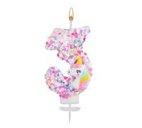 Unicorn Number Candle, Sequin Birthday Number Candle Unicorn Cake Topper Birthday Decorations for Girls Baby Shower Themed Celebrations (3)