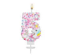 Unicorn Number Candle, Sequin Birthday Number Candle Unicorn Cake Topper Birthday Decorations for Girls Baby Shower Themed Celebrations (5)