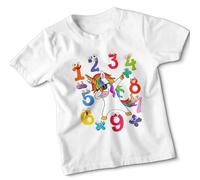 Unicorn Number Day Math Lover School Wear Numeric Digits Style T-Shirt #ND 3-4 Years White