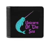 Unicorn of The Sea Narwhal Men's Bifold Wallet Slim Cash Card Holder Leather Purse