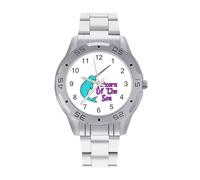 Unicorn of The Sea Narwhal Men's Watches Stainless Steel Watch Strap Analog Quartz Watch Business Wristwatches