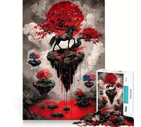 Unicorn on Floating Island with Red Moon 1000 Piece Jigsaws Creative Skill Toy Tight Lock No Loose Pieces Bonding Activity for Loved Ones (38x52cm)